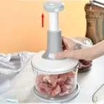 Manual Food Processor Garlic Press - Hand-Powered Meat Grinder Vegetable Chopper and Dicer, Plastic Kitchen Gadget - Image 2