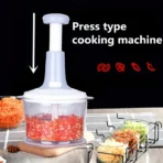 Manual Food Processor Garlic Press - Hand-Powered Meat Grinder Vegetable Chopper and Dicer, Plastic Kitchen Gadget - Image 3