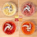 Manual Food Processor Garlic Press - Hand-Powered Meat Grinder Vegetable Chopper and Dicer, Plastic Kitchen Gadget - Image 5