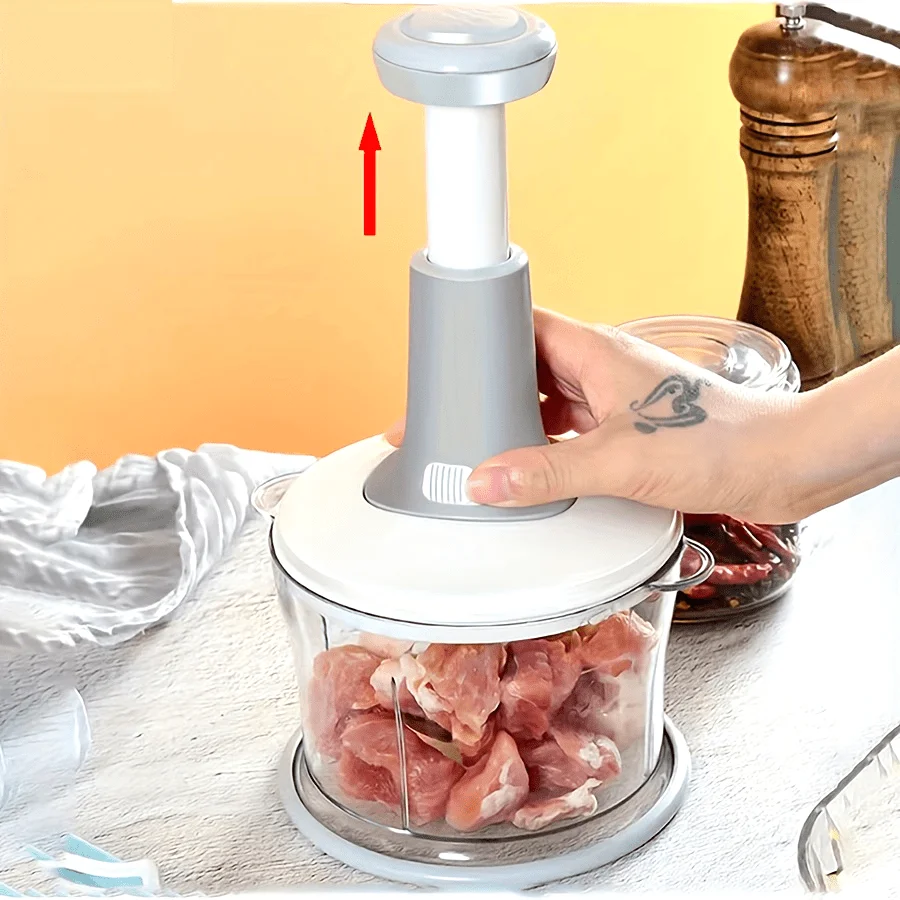 Afdfe4a2f327b49e1921c0a200cfa107dH.webp Manual Food Processor Garlic Press - Hand-Powered Meat Grinder Vegetable Chopper and Dicer, Plastic Kitchen Gadget - Image 1