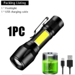 Powerful LED Flashlight USB Rechargeable Torch Portable Zoomable Camping Light 3 Lighting Modes For Outdoor Hiking Emergency - Image 13