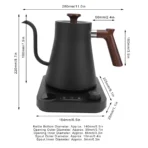 Electric Kettle 1200W Adjustable Keep Warm Time LCD Screen 304 Stainless Steel Pour Over Kettle Gooseneck with Timer for Home - Image 5