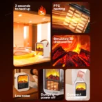 Fireplace Electric Heater Portable Desktop  Heating Stove Radiator with 3D LED Flame for Indoor Home Office Room Festival Gifts - Image 2