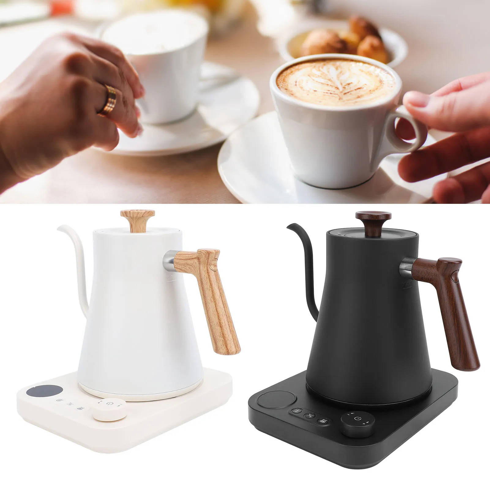 S116ff56a138f42f9b58730247ef9ab42Q.webp Electric Kettle 1200W Adjustable Keep Warm Time LCD Screen 304 Stainless Steel Pour Over Kettle Gooseneck with Timer for Home - Image 1