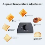 Toaster 2 Slice Wide Slot with 6 Preset Temperature and Timing Small Stainless Steel Bread Toaster with Manual Stop - Image 4