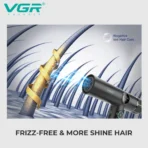 VGR Hair Dryers Professional Air Blower Negative Ion Hair Dryer 110000 RPM Hair Dryer Machine BLDC Motor Barber Salon V-401 - Image 4