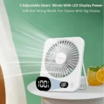 Desk Fan Portable Desktop Fan Mini USB Rechargeable Fans 5 Speed Adjustable 180° Foldable Portable Small Silent Fan for Office - Image 3
