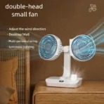 Double Head Desktop Fan 4 Speed Fast Cooling 8000mAh Digital Display Adjustable Direction Shaking Household - Image 3