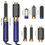 6 in 1 Multifunctional Hair Tool Blow Dryer Curler Ionic Hot Air Brush Straightener with Detachable Head - Image 6