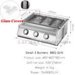 HomeWise 2/3/4 Burners BBQ Grill LPG Gas Grill Gas Stoves Stainless Steel Burners With Glass Covers Outdoors Camping Barbecue - Image 8