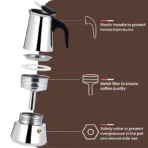2/4/6/9Cup Coffee Maker Stainless Steel Espresso Maker 100-470ML Mocha Pot Espresso Maker For Home Kitchen Camping - Image 3