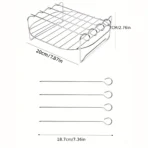 20cm/7.87in Air Fryer Square Grill Stainless Steel, with 4 Barbecue Skewers Grill, Air Fryer Accessories, Cooking Rack, Kitchen - Image 4