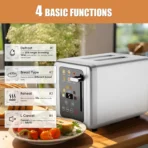 Stainless Steel Toaster, Touch Screen, 2-Slice Automatic Home Bread Toaster, 6 Browning Levels for Breakfast Machine - Image 2