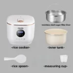 3L Smart Multi Purpose Cooker Digital Electric Mini Rice Cookers with Non-stick Coating Ceramics Inner Pot Rice &Soup Separation - Image 7