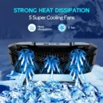 COOLCOOLD Laptop Cooling pad for 12-17 Inch Laptop Cooler Stand, 5 quiet fans, 5 Angle Adjustable with phone holder - Image 2