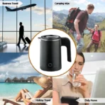Travel Electric Kettle 500ML Stainless Steel Portable Water Boiler for Tea Coffee Home Office Camping Kitchen Smart Kettle - Image 6