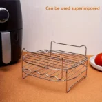 20cm/7.87in Air Fryer Square Grill Stainless Steel, with 4 Barbecue Skewers Grill, Air Fryer Accessories, Cooking Rack, Kitchen - Image 3