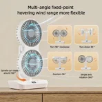 Double Head Desktop Fan 4 Speed Fast Cooling 8000mAh Digital Display Adjustable Direction Shaking Household - Image 4