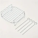 20cm/7.87in Air Fryer Square Grill Stainless Steel, with 4 Barbecue Skewers Grill, Air Fryer Accessories, Cooking Rack, Kitchen - Image 6