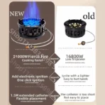 21000W 7-Core Camping Stove High-Power Strong Fire Portable Tourist Gas Burner Windproof Electronic Ignition Camping Equipment - Image 2