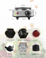 Electric Stove 500W Single Burner Cooktop Compact and Portable Adjustable Temperature Hot Plate White & Black - Image 5