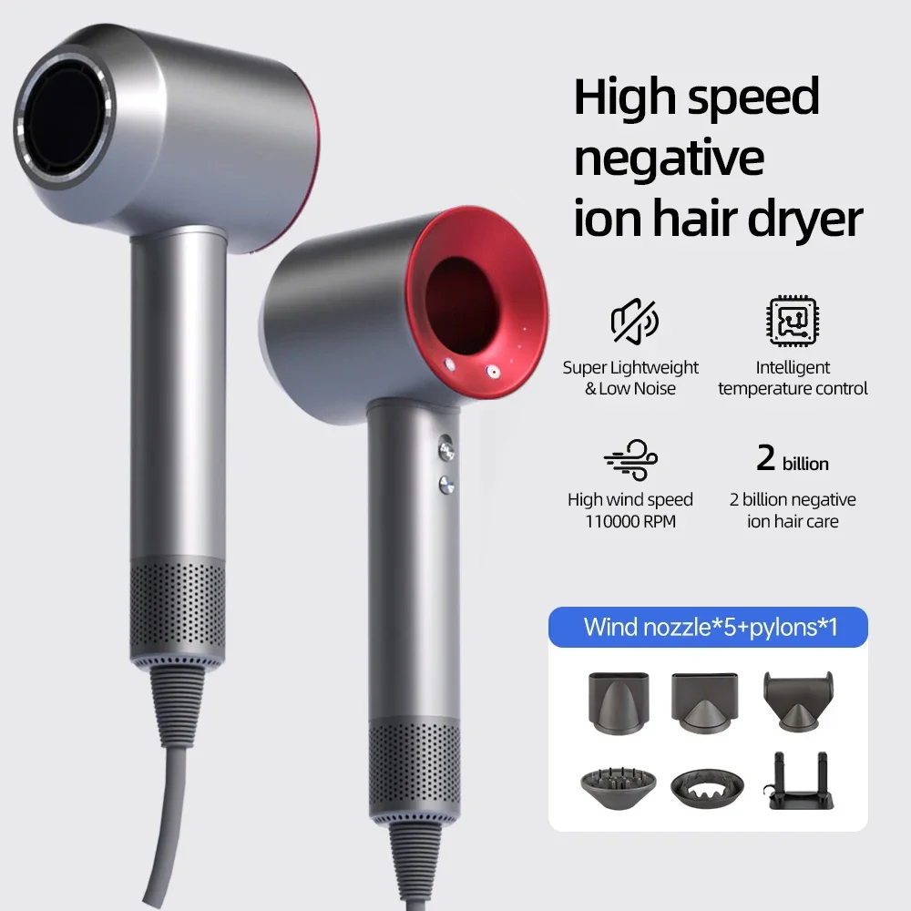 S66aca77fa0e3469fada65de525dfeb06z.webp Bladeless high-speed hair dryer, negative ions, high power, silent and quick drying, portable, suitable for home and travel - Image 1