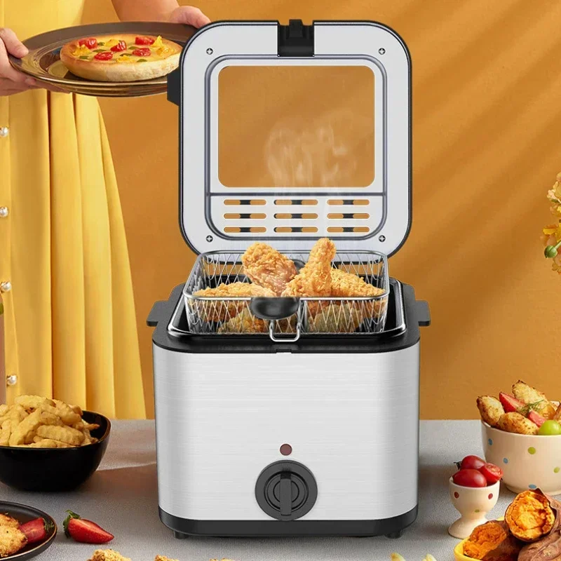 S6a24dac80fd94d61a9093aae141e8edfr.webp Home Electric French Fries Machine You Tiao Machine 2.5L Household Stainless Steel Fryer 220V/1000W Integrated Self-heating Elec - Image 1