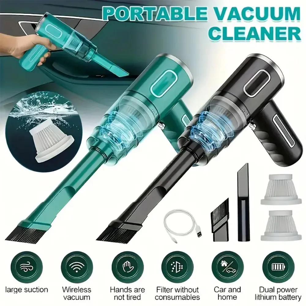 S6b21186f133c4ea397b71de0da4a64c8j.webp Small household vacuum cleaner, 5000Pa suction, handheld and portable design, suitable for cleaning cars, workshops, computers - Image 1