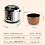 Portable Car Rice Cooker 2L Electric Truck Multi-Cooker Soup Porridge Cooking Food Steamer Electric Lunch Box 12V or 24V - Image 6