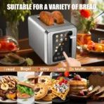 Stainless Steel Toaster, Touch Screen, 2-Slice Automatic Home Bread Toaster, 6 Browning Levels for Breakfast Machine - Image 3