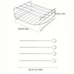 20cm/7.87in Air Fryer Square Grill Stainless Steel, with 4 Barbecue Skewers Grill, Air Fryer Accessories, Cooking Rack, Kitchen - Image 7