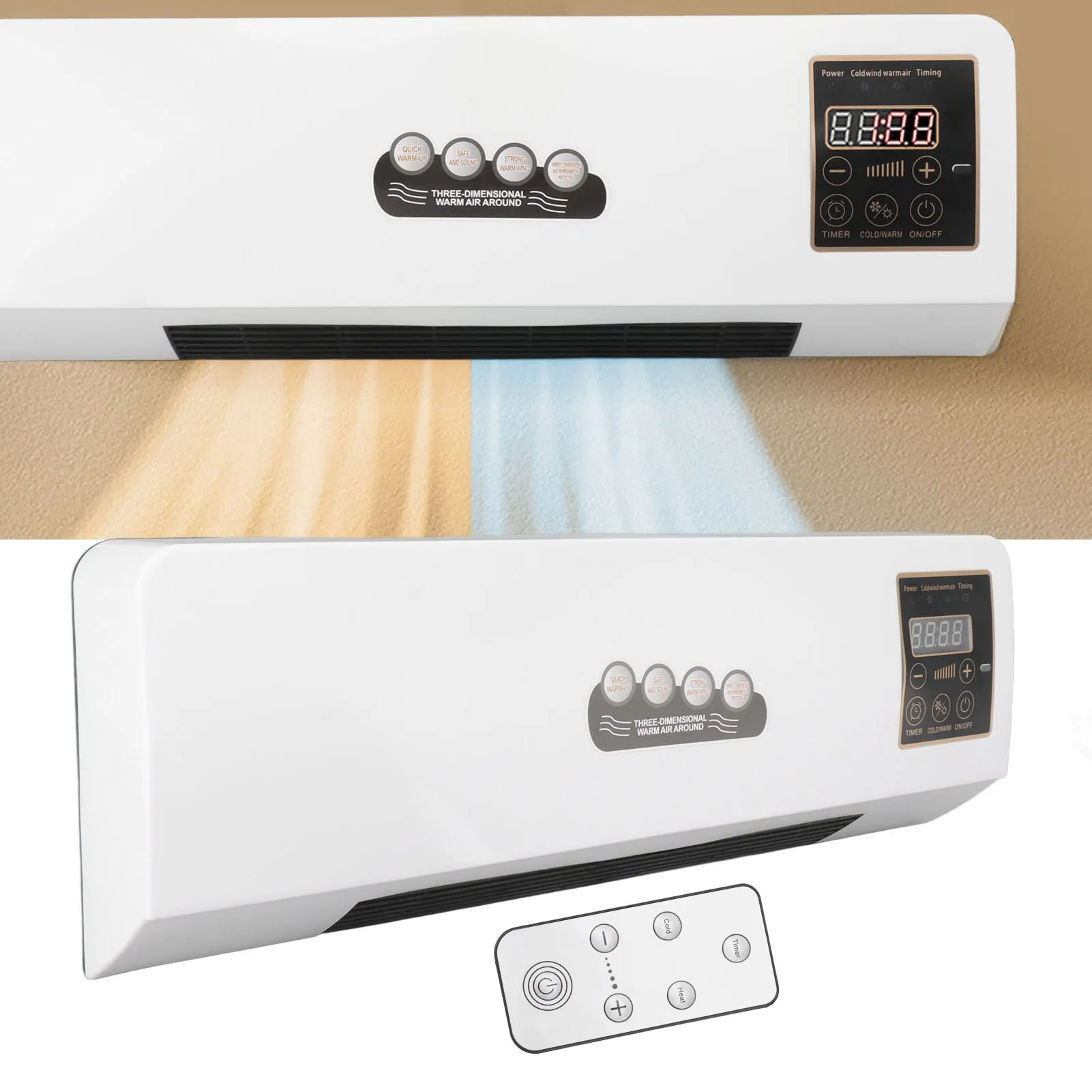 S8b3d61ee2a0541ff9f6d11585effc93eE.webp Air Cooler Air Cooler Machine Small Air Conditioner Heater Portable Wall Mounted Air Conditioning Hot Fan for Bathroom Bedroom - Image 1