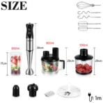 10 in 1 Food Processor 800 W Stainless Steel 15 Speed Four Blades With whisk, juicer, jam maker, meat grinder, vegetable slicer - Image 3