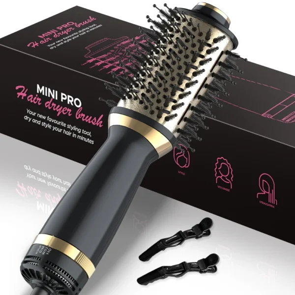 hair dryer brush in one, 4in1 hair dryer brush hair dryer with oval bucket, mini hot air brush for all hair types, suitable gift