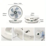 Wall-Mounted Desktop Fan Type-C Charging Portable Table Fans 3 Speeds Silent Brushless Motor Foldable Air Cooler for Home Office - Image 6