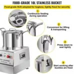 10L Commercial Meat & Vegetable Food Processor - High-Efficiency Stainless Steel Chopper, Easy-Clean & Large Capacity - Image 5