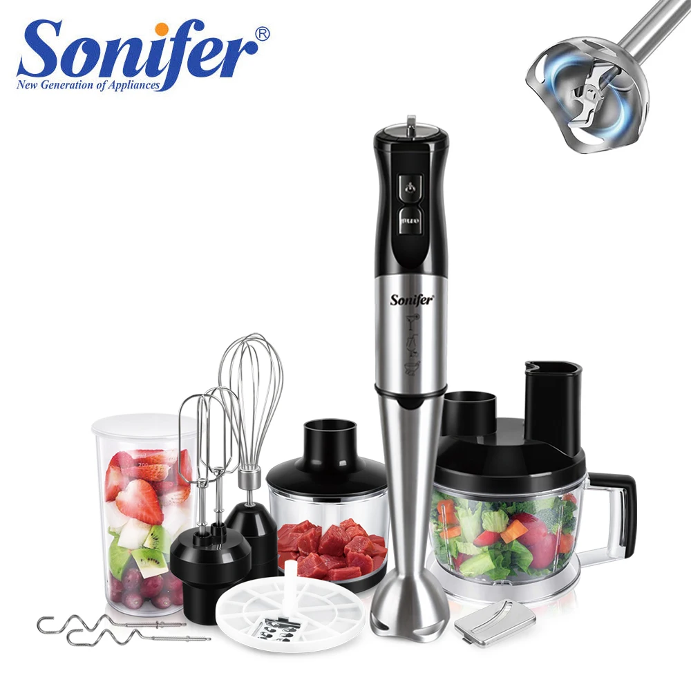 S9ec51e43c77e4f30a40a75dec1a7d21bt.webp 10 in 1 Food Processor 800 W Stainless Steel 15 Speed Four Blades With whisk, juicer, jam maker, meat grinder, vegetable slicer - Image 1