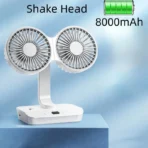 Double Head Desktop Fan 4 Speed Fast Cooling 8000mAh Digital Display Adjustable Direction Shaking Household - Image 6