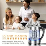 1.8L Electric Kettle with 12 Temperature Settings and 24 Hour Insulation - Stainless Steel Strainer - Image 3