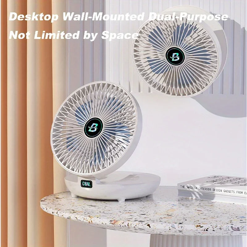 Sace1a00e358d44b5b2e2e75ab4f81ea8w.webp Wall-Mounted Desktop Fan Type-C Charging Portable Table Fans 3 Speeds Silent Brushless Motor Foldable Air Cooler for Home Office - Image 1
