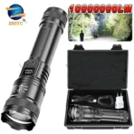 Rechargeable LED Flashlight Zoomable Torch with LCD Display 3 Modes Waterproof High Power Hand Light Outdoor Wilderness Camping