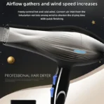 Hair dryer 2200W Professional and powerful hair dryer Quick heating Heat regulation Ion air dryer with air temperature care - Image 3