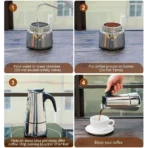 Coffee maker Moka Pot, 2/4/6 Cups Stainless Steel Cafe Percolator Maker, Italian coffee machine Fit Induction Cookers Coffeeware - Image 6
