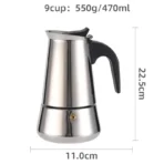 2/4/6/9Cup Coffee Maker Stainless Steel Espresso Maker 100-470ML Mocha Pot Espresso Maker For Home Kitchen Camping - Image 8