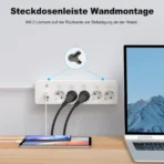 European plug Smart Power Strip with Multi USB Port Type-C, Independent Control Socket 2 meters Cable with Overload Protection - Image 6