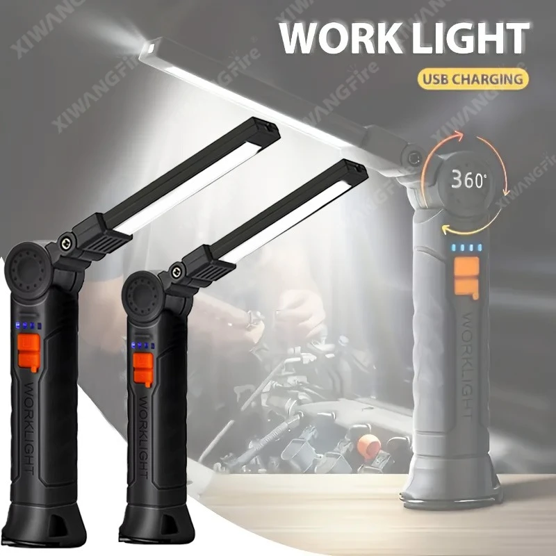Sd7ce5a6100b44eeba13c3e5677e58e20S.webp Rechargeable LED Flashlight Work Light with Magnet & Hook, Waterproof for Job Site Security Night Work Outdoor Camping Emergency - Image 1
