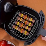 20cm/7.87in Air Fryer Square Grill Stainless Steel, with 4 Barbecue Skewers Grill, Air Fryer Accessories, Cooking Rack, Kitchen