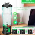 Portable Blender, Cordless, 18oz. Vessel, Personal Blender-for Shakes & Smoothies, BPA Free, Leakproof-Lid  USB-C Rechargeable - Image 3