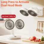 Double Head Desktop Fan 4 Speed Fast Cooling 8000mAh Digital Display Adjustable Direction Shaking Household - Image 2
