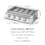 HomeWise 2/3/4 Burners BBQ Grill LPG Gas Grill Gas Stoves Stainless Steel Burners With Glass Covers Outdoors Camping Barbecue - Image 3